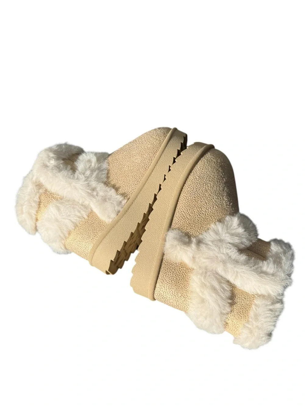 Cubufly Cream Faux-Fur Booties - Non-Slip Toddler 5